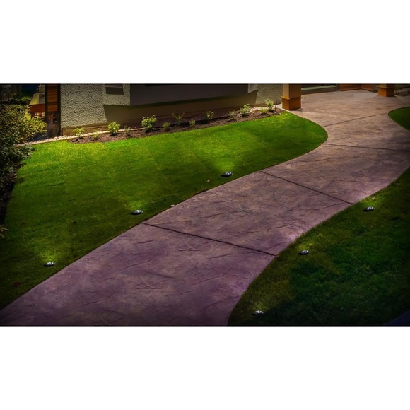 Solar LED IN-Ground 4 Disk Light Pucks I Stainless Finish I Auto Dusk Turn On - Picture 7 of 8